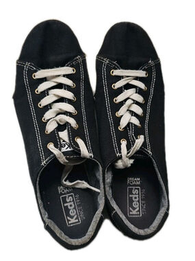Keds Black Canvas Sneakers Women’s Size 7.5 Lace Up Casual Shoes Dream Foam